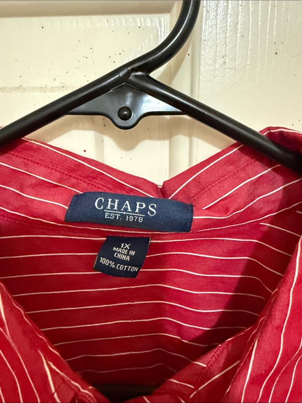 Chaps Red Pinstripe Button-Up Blouse - Picture 2 of 2